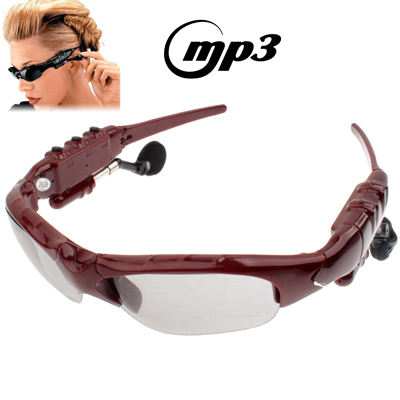 2GB Sunglasses With Headset MP3 Player (Scarlet Red) - Click Image to Close